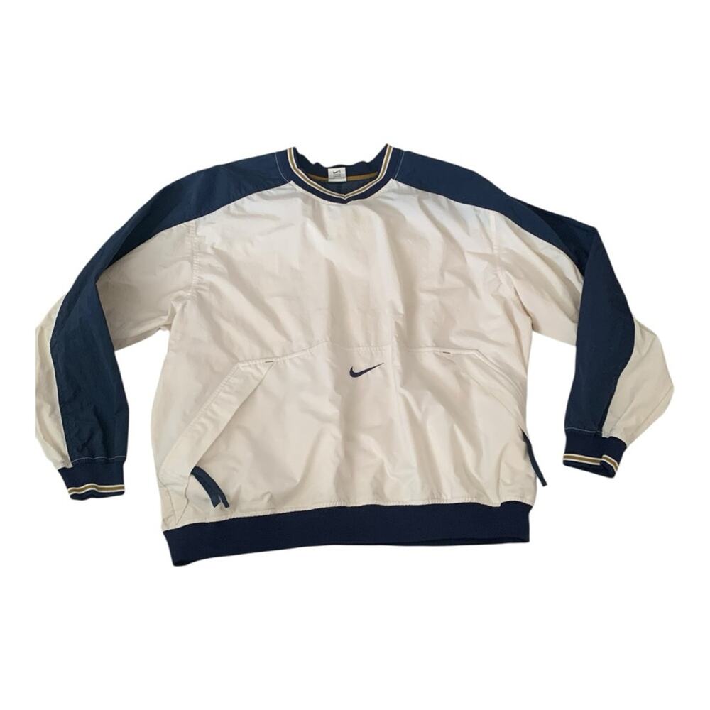 Vintage Nike mens XXL windbreaker jacket White Blue Pullover logo pocket 90s y2k